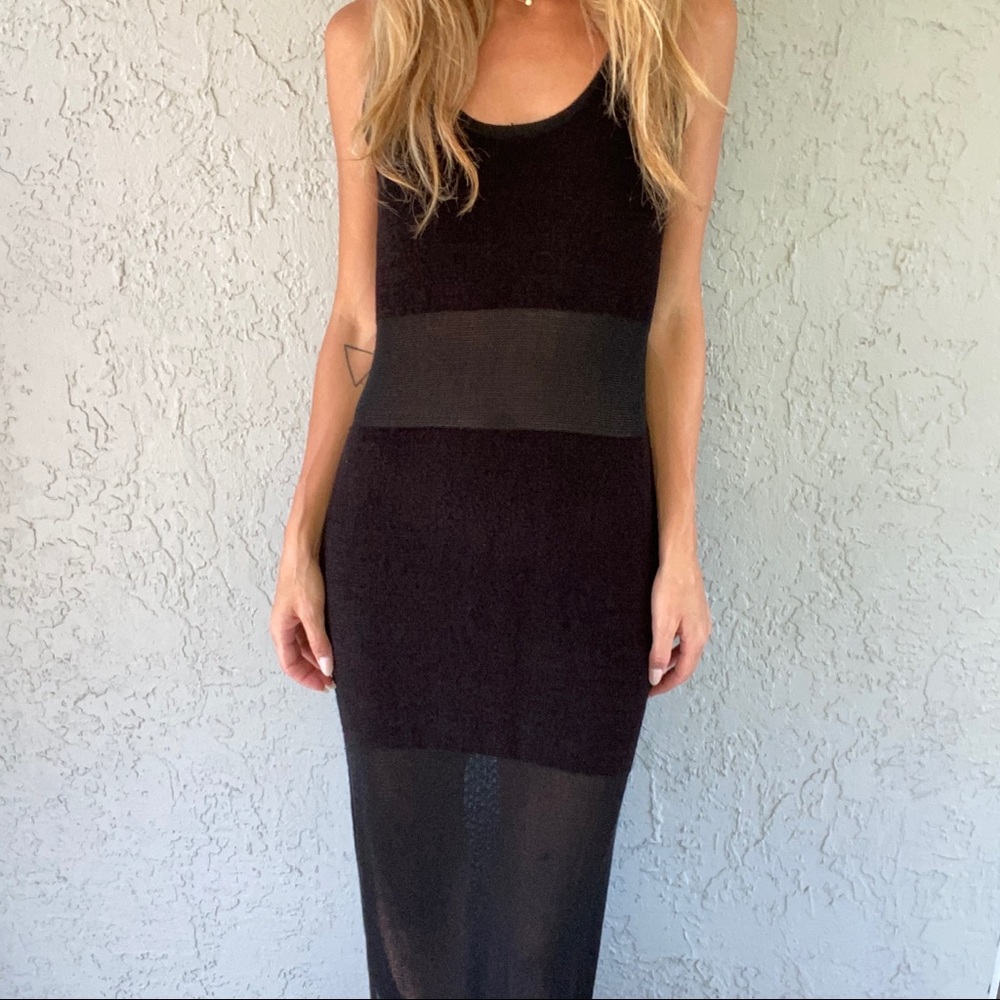 Vintage ANNE KLEIN Sheer Panel Knit Dress size Medium